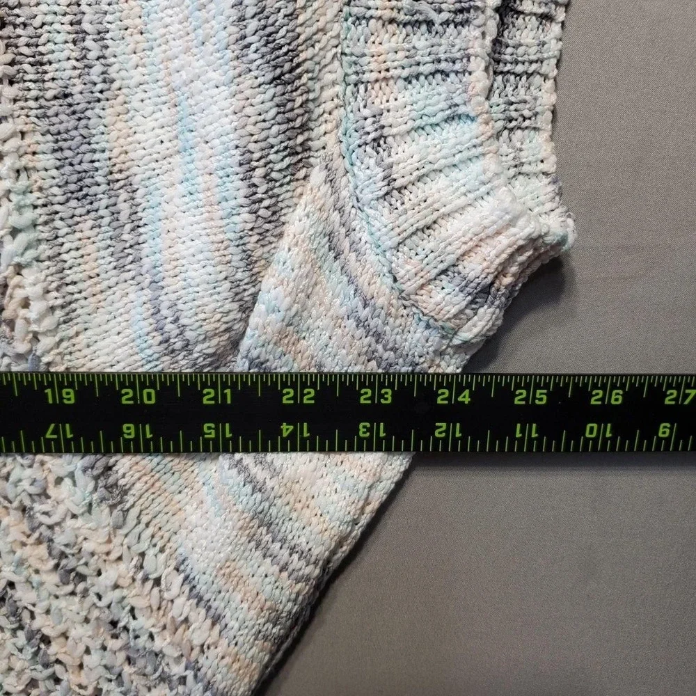 Easel Boho Crochet Open Knit Sweater Womens S Pastel Striped Lightweight Coastal